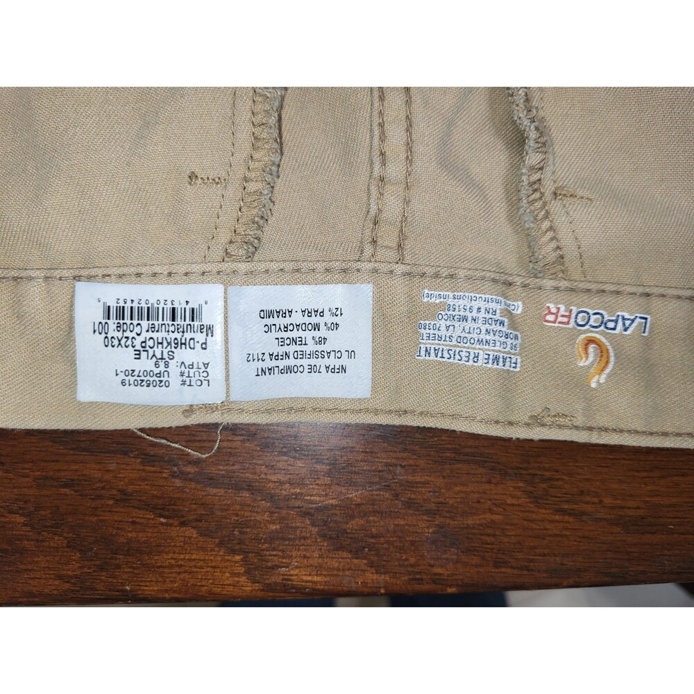 LAPCO FR Pants 32x30 Khaki Flame Resistant Cargo Work Uniform P-DH6KHCP CAT2... - Picture 4 of 6